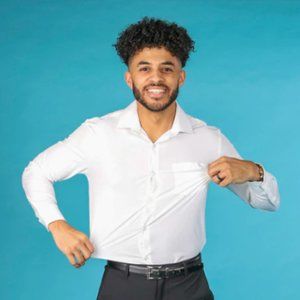 Large - &Collar Men’s Performance Long Sleeve Dress Shirt